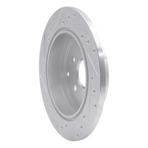 Toyota Prius V Brake Rotor (1) - Rear Right - R1 Concepts - Drilled & Slotted - Silver - `12-`20